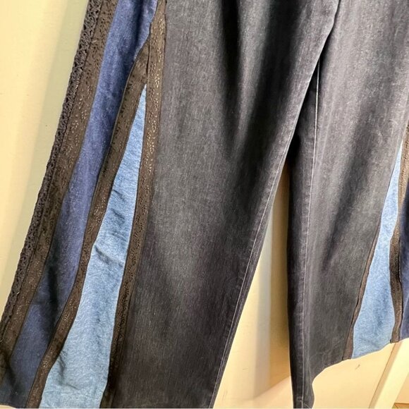 Vintage French Dressing Upcycled Bell Bottom Jeans Wide Leg Baggy 70s Style - Picture 8 of 16